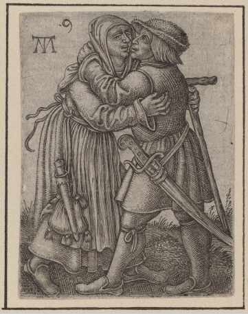 Martin Treu, Embracing Couple, c. 1540, engraving on laid paper