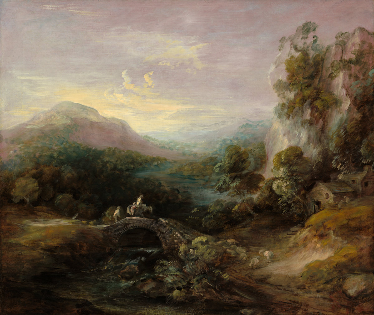 Thomas Gainsborough (British, 1727 - 1788 ), Mountain Landscape with Bridge, c. 1783/1784, oil on canvas, Andrew W. Mellon Collection 1937.1.107